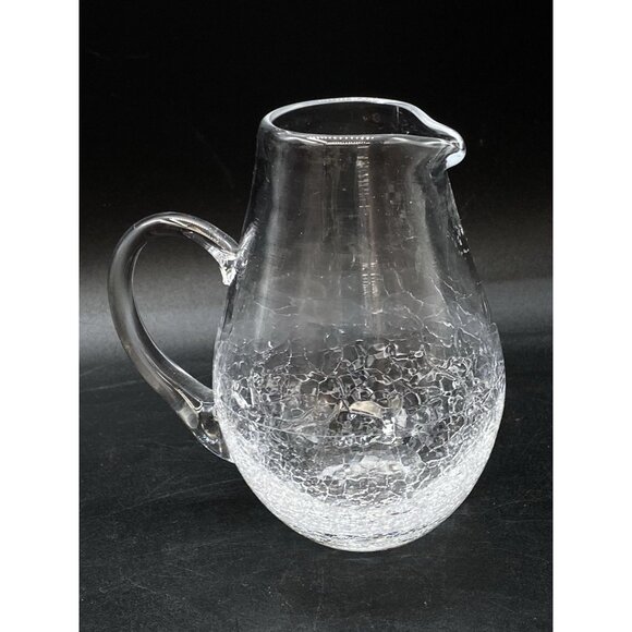 Clear Crackle Glass 4” Hand Blown Pitcher Blenko Style - Picture 4 of 8